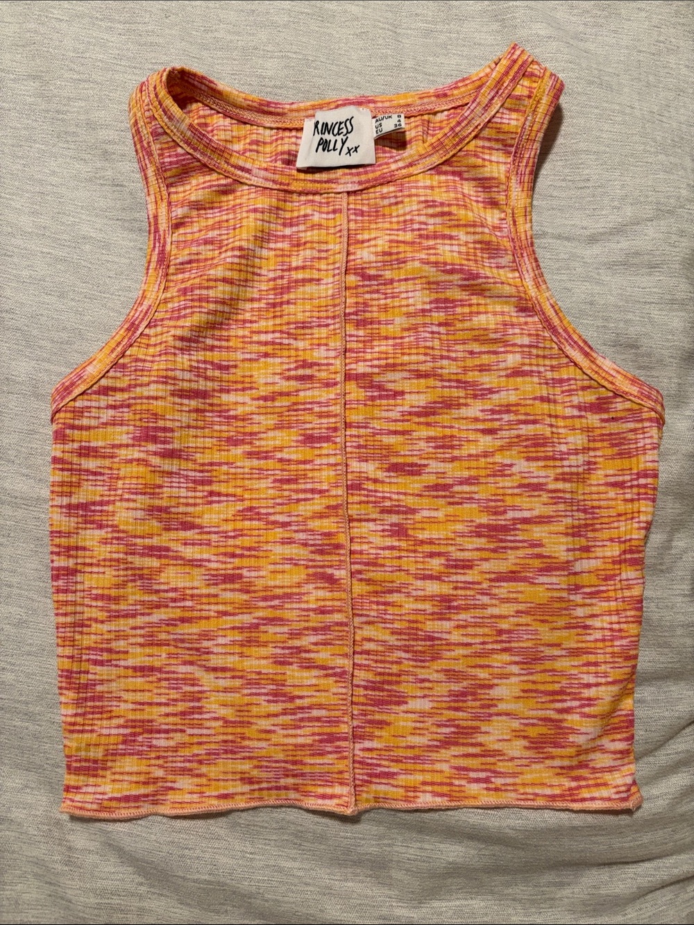 Princess Polly Kids Pink & Yellow Marled Rib Tank